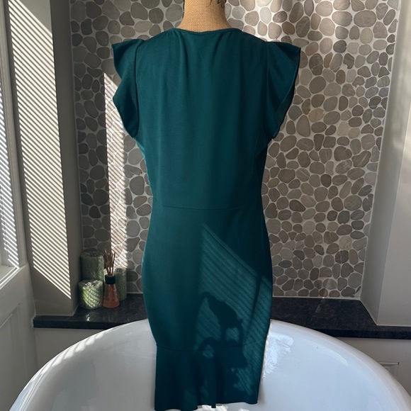 Teal Midi ruffle Dress for Women - Picture 6 of 8
